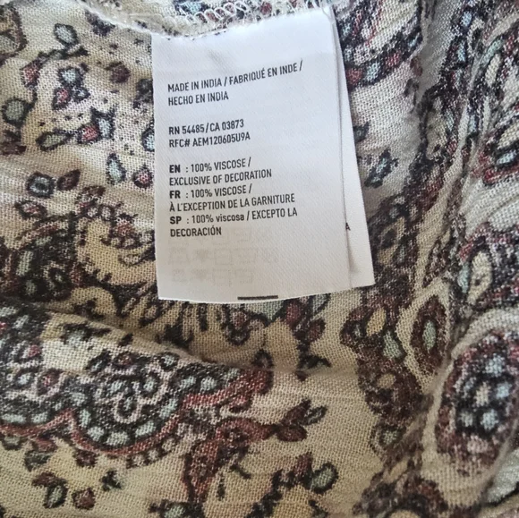 American Eagle Outfitters Boho Paisley Tie Front Blouse Top Peasant SZ M - Picture 8 of 11